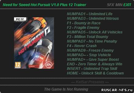 Трейнер +12 для Need For Speed Hot Pursuit v1.0